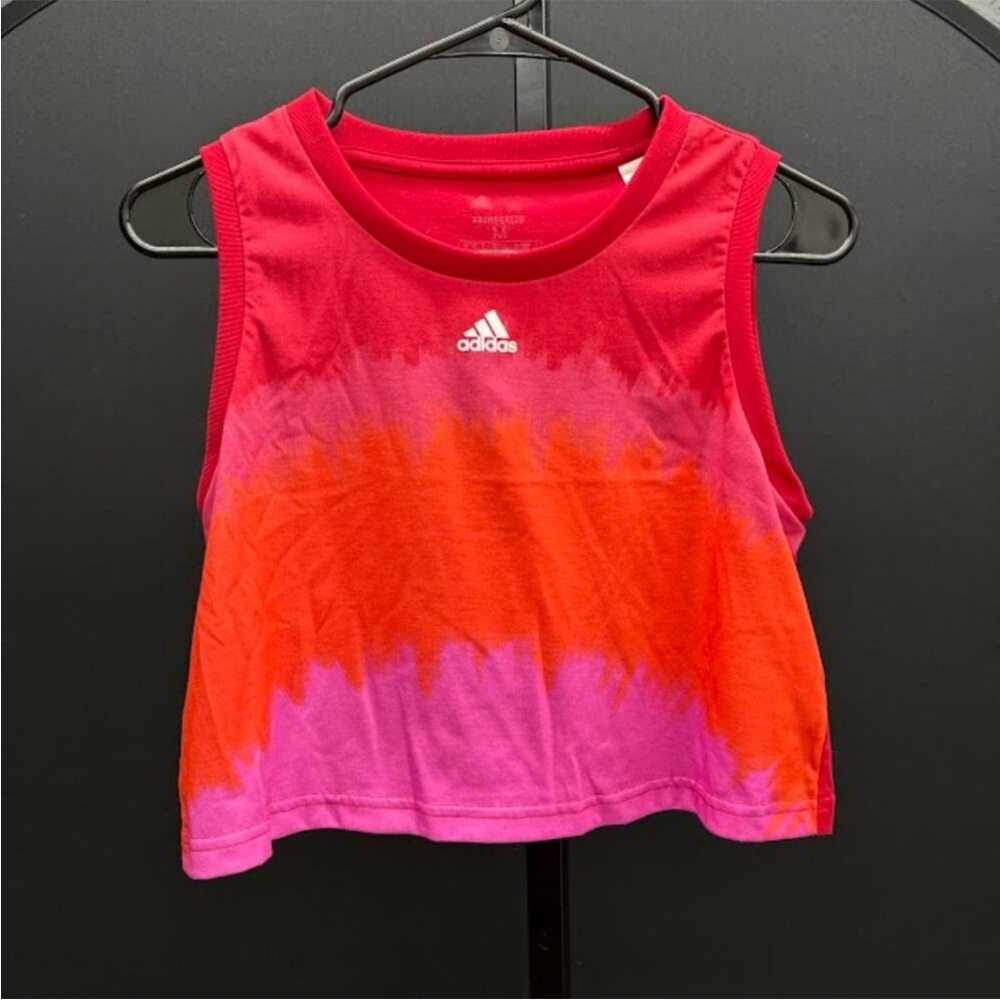 Adidas Farm Rio Tie Dye Tank Women's Pink Red and Orange Crop Top - Picture 2 of 6